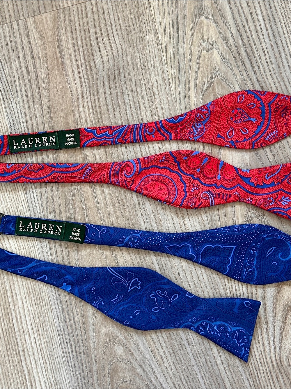 Lauren Ralph Lauren Red & Blue Paisley Silk Self-Tie Bow Ties